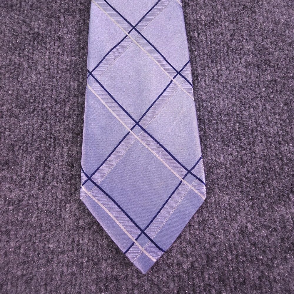 Michael Kors Silk Tie Blue White Stripes Mens Necktie 100% Silk